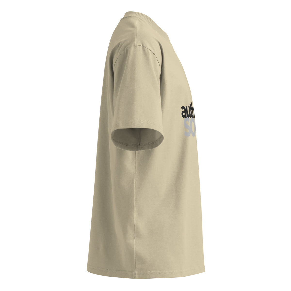 Authentic Souls beige oversized high neck t-shirt right view