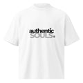 Authentic Souls white unisex organic oversized high neck t-shirt front view