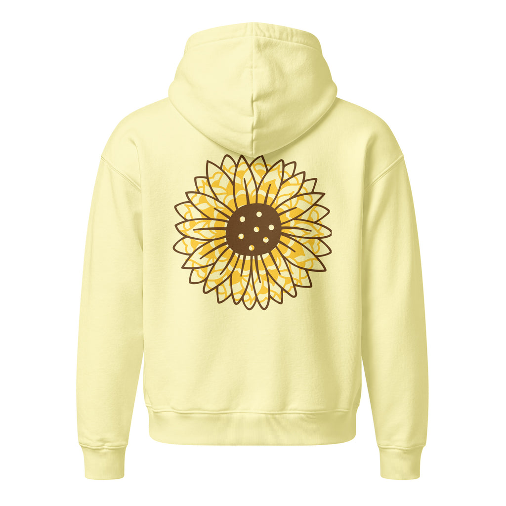 BORN TRIPPY unisex organic hooded sweatshirt in lemon sorbet back view