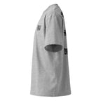 organic oversized high neck t-shirt - Girls Don’t Have To Be Soft heather grey left view