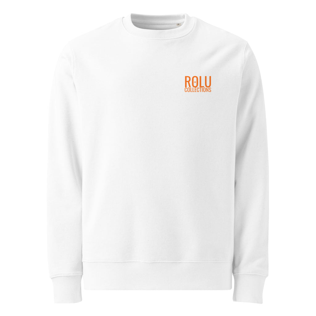 Sunset Serenity organic unisex sweatshirt in white front view