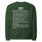 unisex organic oversized sweatshirt – 1111 angel number, bottle green back view